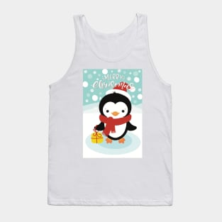 Merry Christmas! Cute little Christmas penguin wishing you a Merry Christmas in the snow. Tank Top